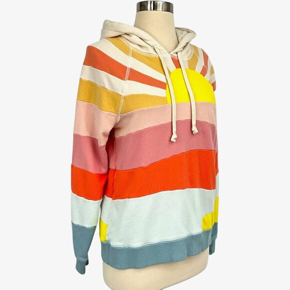 Faherty Soleil Hoodie Sunrise Sweatshirt Color Block Rainbow Size S - Picture 7 of 10